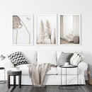 Natural Tones Boho Minimalist Wall Decor. Pampas Grass by Wall Art Set