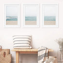 Beige Blue Minimalist Seashore Photo. 3 Piece Wall Art by Wall Art Set