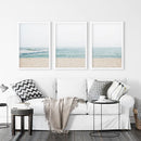 Beige Blue Minimalist Seashore Photo. 3 Piece Wall Art by Wall Art Set