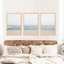 Beige Blue Minimalist Seashore Photo. 3 Piece Wall Art by Wall Art Set