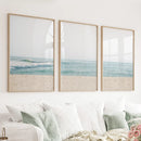 Beige Blue Minimalist Seashore Photo. 3 Piece Wall Art by Wall Art Set