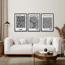 Black White set of 3 Piece Abstract Kusama Art by Wall Art Set