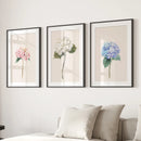Minimalist Botanical Hydrangea Art Poster Decor by Wall Art Set