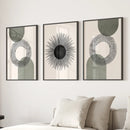 Set of 3 Boho Prints. Sage Green Modern Mid Century Wall Art. by Wall Art Set