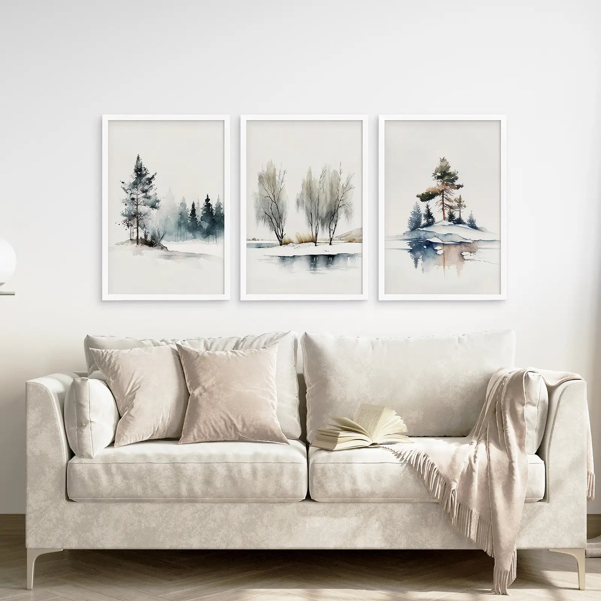 Winter Nature Set of 3 Wall Art Pine Forest Decor, photo 5 of 9