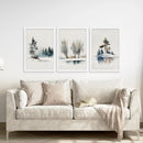 Winter Nature Set of 3 Wall Art Pine Forest Decor by Wall Art Set