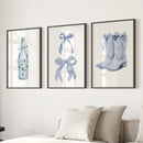 Preppy Aesthetic Dorm Decor Blue Wall Art Prints by Wall Art Set