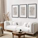 Pastel Botanical Wall Art Set of 3 Pieces. Gray and Beige by Wall Art Set