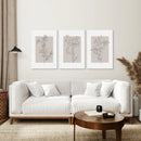 Pastel Botanical Wall Art Set of 3 Pieces. Gray and Beige by Wall Art Set