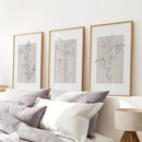 Pastel Botanical Wall Art Set of 3 Pieces. Gray and Beige by Wall Art Set