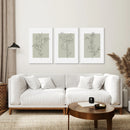 Pastel Wild Flowers Set of 3 Prints. Botanical Line Art by Wall Art Set