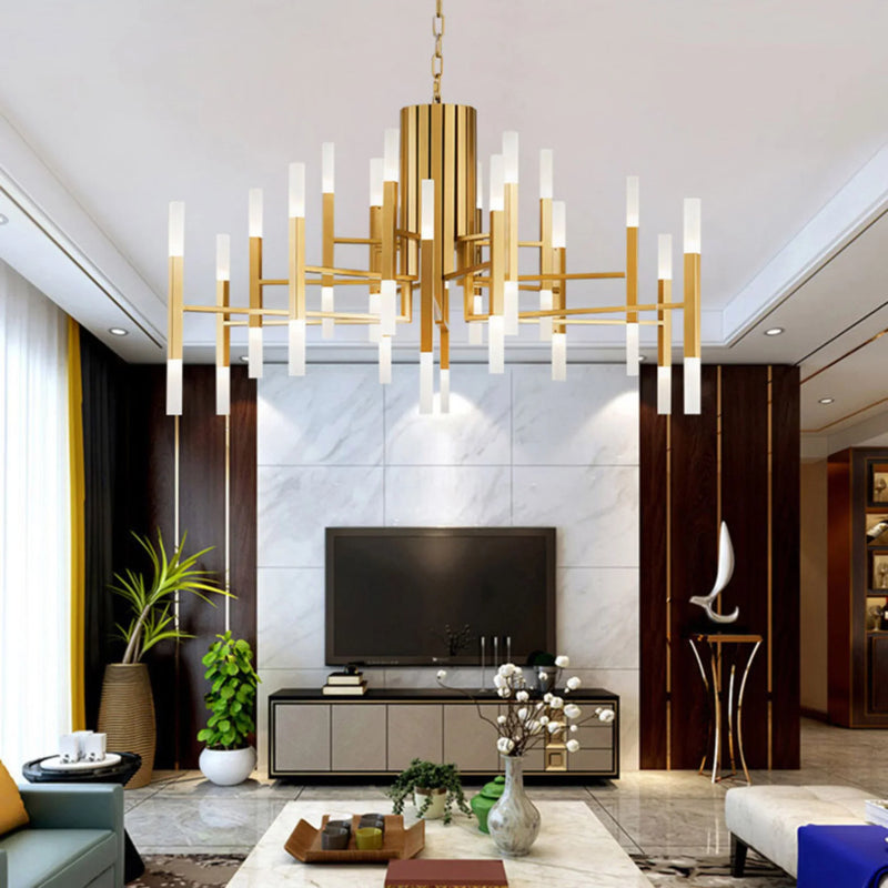 Zelbio | Gold/Black Postmodern LED Chandelier for Living Room