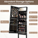 Mirror Jewelry Cabinet with 20 Warm Lights and 4 Tilt Angles-Black