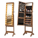 Mirror Jewelry Cabinet with 20 Warm Lights and 4 Tilt Angles-Black by DirectDeals