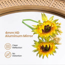 25.5 Inch Bohemian Round Wall Mounted Decorative Mirror with Wooden Frame-Natural by LJGDeals