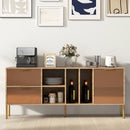 Mirrored Buffet Cabinet with 2 Drawers and 1 Door for Living Room-Natural by LJGDeals