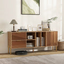 Mirrored Buffet Cabinet with 2 Drawers and 1 Door for Living Room-Natural by LJGDeals