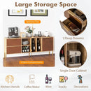 Mirrored Buffet Cabinet with 2 Drawers and 1 Door for Living Room-Natural by LJGDeals