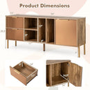 Mirrored Buffet Cabinet with 2 Drawers and 1 Door for Living Room-Natural by LJGDeals
