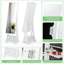 Freestanding Full Length LED Mirrored Jewelry Armoire with 6 Drawers by LJGDeals