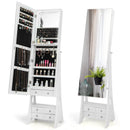Freestanding Full Length LED Mirrored Jewelry Armoire with 6 Drawers by LJGDeals