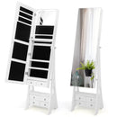 Freestanding Full Length LED Mirrored Jewelry Armoire with 6 Drawers by LJGDeals