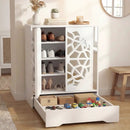 Mirrored Shoe Cabinet 4-Tier Shoe Organizer with Large Drawer-White by LJGDeals