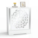 Mirrored Shoe Cabinet 4-Tier Shoe Organizer with Large Drawer-White by LJGDeals