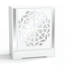Mirrored Shoe Cabinet 4-Tier Shoe Organizer with Large Drawer-White by LJGDeals