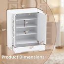 Mirrored Shoe Cabinet 4-Tier Shoe Organizer with Large Drawer-White by LJGDeals