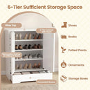 Mirrored Shoe Cabinet 4-Tier Shoe Organizer with Large Drawer-White by LJGDeals