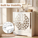 Mirrored Shoe Cabinet 4-Tier Shoe Organizer with Large Drawer-White by LJGDeals