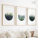 Nordic Forest Circle Wall Art. Set of 3 Scandinavian Prints by Wall Art Set