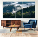 Misty Forest Hills Canvas Wall Art Print – Serene Evergreen by MyGreatCanvas | Canvas Wall Art Prints | Photo Prints & Wall Decor