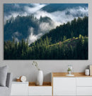 Misty Forest Hills Canvas Wall Art Print – Serene Evergreen by MyGreatCanvas | Canvas Wall Art Prints | Photo Prints & Wall Decor