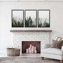 Pine Tree Foggy Forest Triptych. Nordic Wall Decor by Wall Art Set