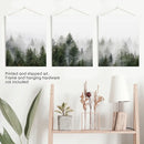 Pine Tree Foggy Forest Triptych. Nordic Wall Decor by Wall Art Set