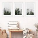 Pine Tree Foggy Forest Triptych. Nordic Wall Decor by Wall Art Set