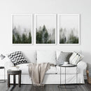 Pine Tree Foggy Forest Triptych. Nordic Wall Decor by Wall Art Set