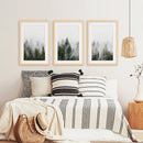 Pine Tree Foggy Forest Triptych. Nordic Wall Decor by Wall Art Set