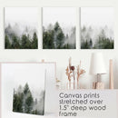 Pine Tree Foggy Forest Triptych. Nordic Wall Decor by Wall Art Set