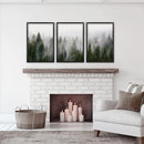 Green Pine Tree Forest. Foggy Nature Wall Art Prints by Wall Art Set