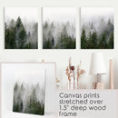 Green Pine Tree Forest. Foggy Nature Wall Art Prints by Wall Art Set