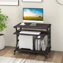 Mobile Computer Desk with Keyboard Tray Mouse Tray and Shelf-Dark Brown by LJGDeals