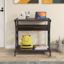 Mobile Computer Desk with Keyboard Tray Mouse Tray and Shelf-Dark Brown by LJGDeals