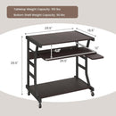 Mobile Computer Desk with Keyboard Tray Mouse Tray and Shelf-Dark Brown by LJGDeals