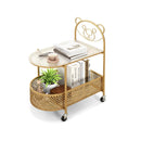 2-Tier Mobile Glass Coffee Table with Bear Pattern by LJGDeals
