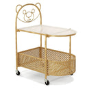 2-Tier Mobile Glass Coffee Table with Bear Pattern by LJGDeals