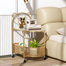 2-Tier Mobile Glass Coffee Table with Bear Pattern by LJGDeals