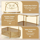 2-Tier Mobile Glass Coffee Table with Bear Pattern by LJGDeals